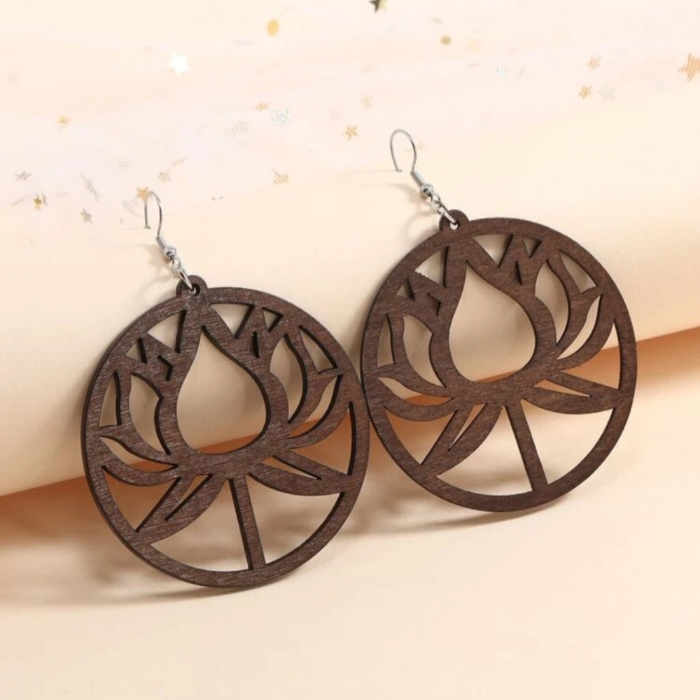 Bold Flower Wooden Earrings
